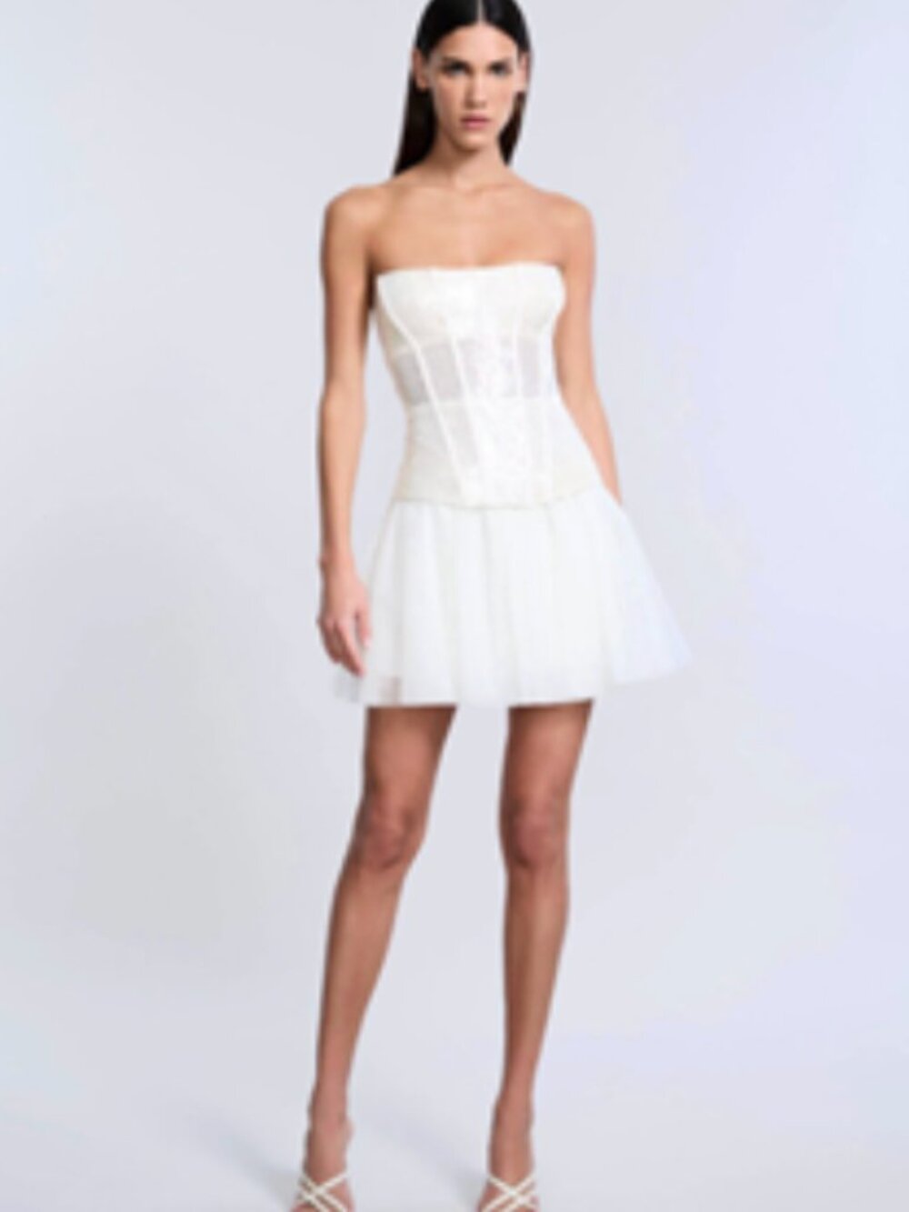 BCBGMAXAZRIA Sequin Lace Peplum Tulle Strapless Corset Mini Dress  NWT